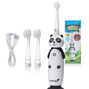 Brush-Baby | Electrische Oplaadbare Kindertandenborstel | WildOnes | Pan-Pan de Panda | 0 - 10 jaar | 3 opzetborstels | 2 poetsstanden | Timer & Pulse | Disco licht | Zuignapvoet 
